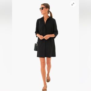 Tuckernuck Black Stretch Crepe Royal Shirt Dress